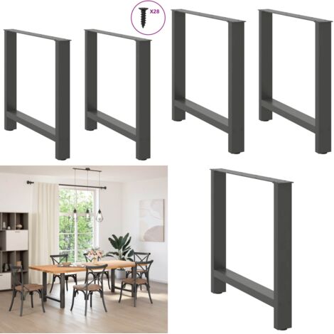 Gambe per tavolo da pranzo antracite 2 pz 70x(72-73) cm in acciaio - Gambe in acciaio - Gambe per tavolo