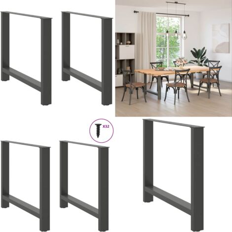 Gambe per tavolo da pranzo antracite 2 pz 90x(72-73) cm in acciaio - Gambe in acciaio - Gambe per tavolo
