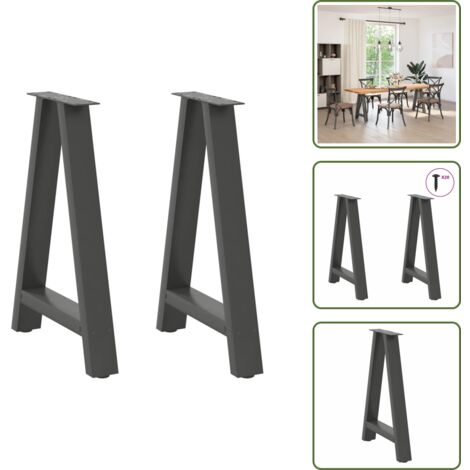 Gambe per tavolo da pranzo antracite - vidaXL Gambe per tavolo da pranzo a forma di A 2 pz Antracite 60x(72-73) cm Acciaio - Gambe per tavolo da pranzo con piedini regolabili