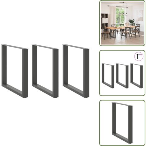Gambe per tavolo da pranzo antracite - vidaXL Gambe per tavolo da pranzo a forma di U 3 pz Antracite 90x(72-73) cm Acciaio - Gambe per tavolo da pranzo con piedini regolabili