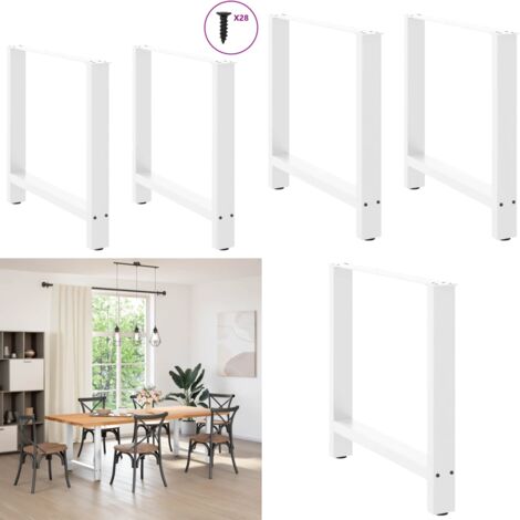 Gambe per tavolo da pranzo bianche 2 pz 70x(72-73) cm in acciaio - Gambe in acciaio - Gambe per tavolo da pranzo bianche