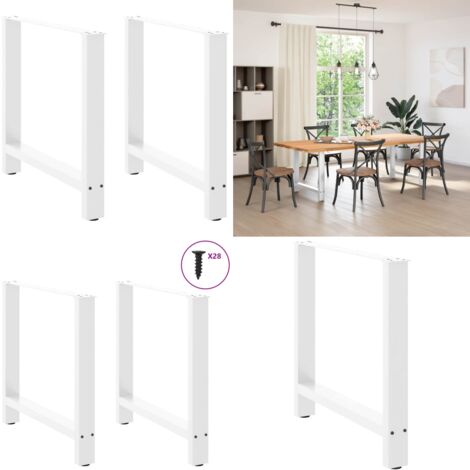 Gambe per tavolo da pranzo bianche 2 pz 80x(72-73) cm in acciaio - Gambe in acciaio - Gambe per tavolo da pranzo bianche