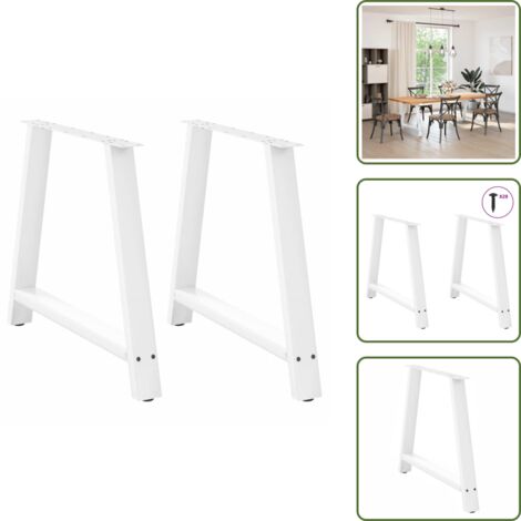 Gambe per tavolo da pranzo bianche - vidaXL Gambe per tavolo da pranzo a forma di A 2 pz bianche 90x(72-73) cm in acciaio - Gambe per tavolo da pranzo con piedini regolabili