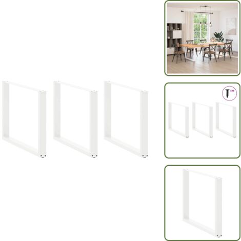 Gambe per tavolo da pranzo bianche - vidaXL Gambe per tavolo da pranzo a forma di U 3 pz bianche 100x(72-73) cm in acciaio - Gambe per tavolo da pranzo con piedini regolabili