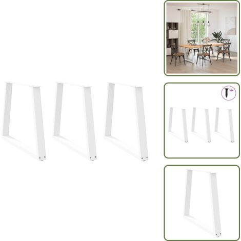 Gambe per tavolo da pranzo bianche - vidaXL Gambe per tavolo da pranzo a forma di V 3 pz bianche 80x(72-73,3) cm in acciaio - Gambe per tavolo da pranzo con piedini regolabili
