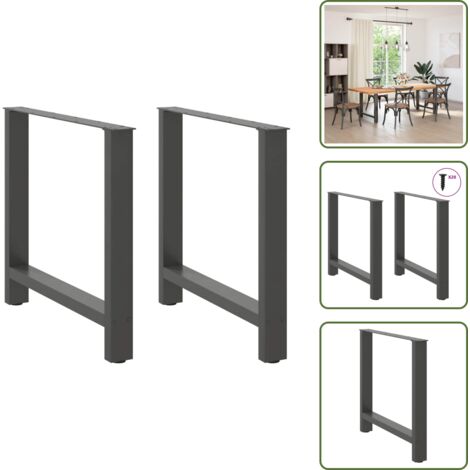 Gambe per tavolo da pranzo con piedini regolabili - vidaXL Gambe per tavolo da pranzo antracite 2 pz 80x(72-73) cm in acciaio -