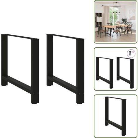 Gambe per tavolo da pranzo con piedini regolabili - vidaXL Gambe per tavolo da pranzo nere 2 pz 100x(72-73) cm in acciaio - Gambe per tavolo da pranzo robuste