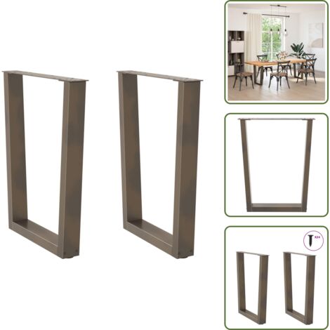 Gambe per tavolo da pranzo in acciaio naturale - vidaXL Gambe per tavolo da pranzo a forma di V 2 pz in acciaio naturale 60x(72-73,3) cm - Gambe per tavolo da pranzo con piedini regolabili