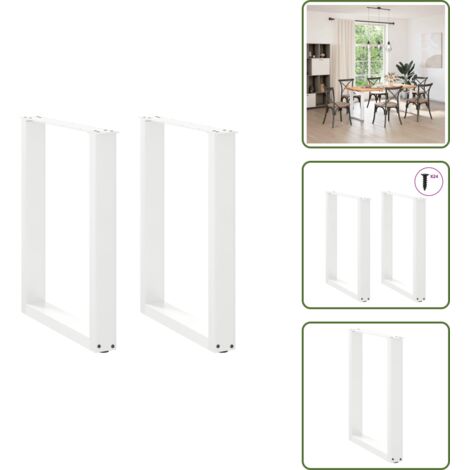 Gambe per tavolo da pranzo in acciaio - vidaXL Gambe per tavolo da pranzo a forma di U 2 pz bianche 60x(72-73) cm in acciaio - Gambe per tavolo da pranzo con piedini regolabili