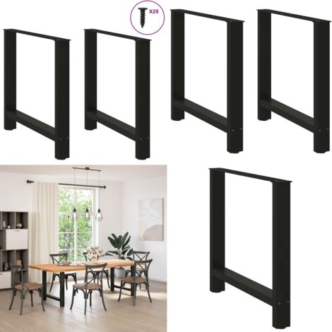 Gambe per tavolo da pranzo nere 2 pz 70x(72-73) cm in acciaio - Gambe in acciaio - Gambe per tavolo da pranzo nere
