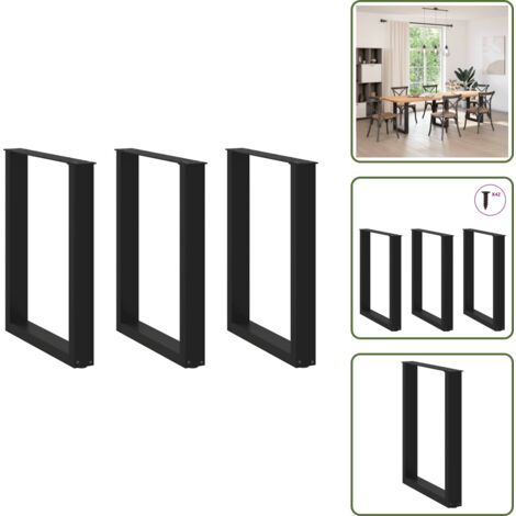 Gambe per tavolo da pranzo nere - vidaXL Gambe per tavolo da pranzo a forma di U 3 pz nere 70x(72-73) cm in acciaio - Gambe per tavolo da pranzo con piedini regolabili