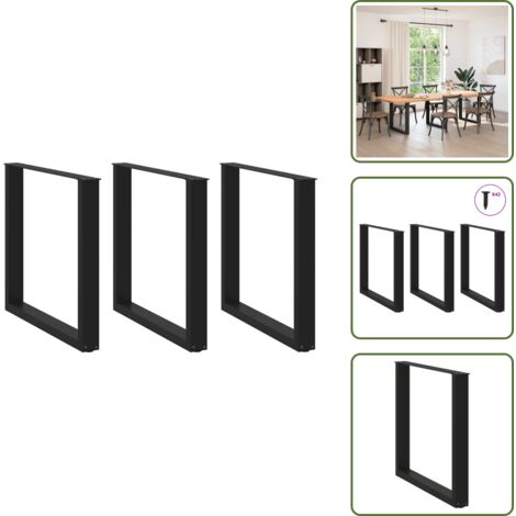 Gambe per tavolo da pranzo nere - vidaXL Gambe per tavolo da pranzo a forma di U 3 pz nere 80x(72-73) cm in acciaio - Gambe per tavolo da pranzo con piedini regolabili