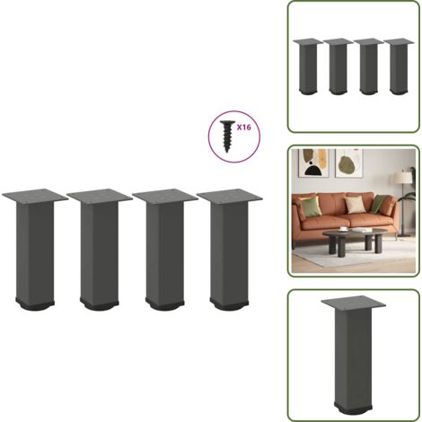 Gambe per tavolo - vidaXL Gambe per tavolino 4 pz Antracite 30-32 cm Acciaio - Gambe per tavolino moderno