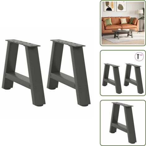 Gambe per tavolo - vidaXL Gambe per Tavolino da Caffè a Forma di A 2 pz Antracite 30x(30-31) cm Acciaio - Gambe per tavolino