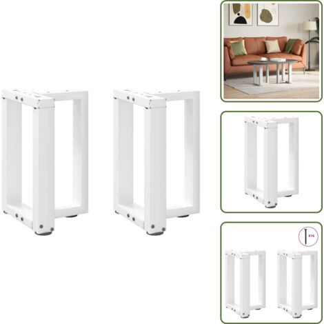 Gambe per tavolo - vidaXL Gambe per Tavolino da Caffè a Forma di T 2 pz Bianche 28x25x(42-43) cm Acciaio - Gambe per panca