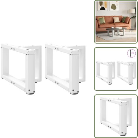 Gambe per tavolo - vidaXL Gambe per Tavolino da Caffè a Forma di T 2 pz Bianche 50x25x(30-31) cm Acciaio - Gambe per scrivania