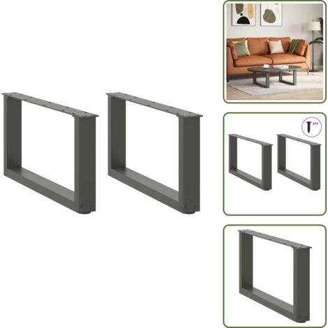 Gambe per tavolo - vidaXL Gambe per Tavolino da Caffè a Forma di U 2 pz Antracite 60x(30-31) cm Acciaio - Gambe per tavolino