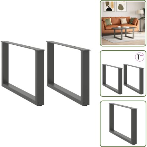 Gambe per tavolo - vidaXL Gambe per Tavolino da Caffè a Forma di U 2 pz Antracite 70x(42-43) cm Acciaio - Gambe per tavolino