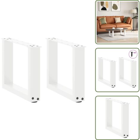 Gambe per tavolo - vidaXL Gambe per Tavolino da Caffè a Forma di U 2 pz Bianche 40x(30-31) cm Acciaio - Gambe regolabili