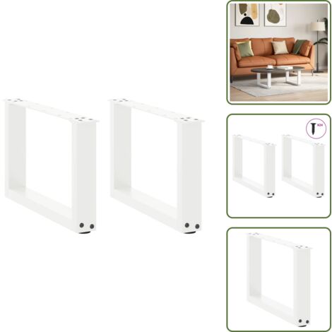 Gambe per tavolo - vidaXL Gambe per Tavolino da Caffè a Forma di U 2 pz Bianche 50x(30-31) cm Acciaio - Gambe per tavolino