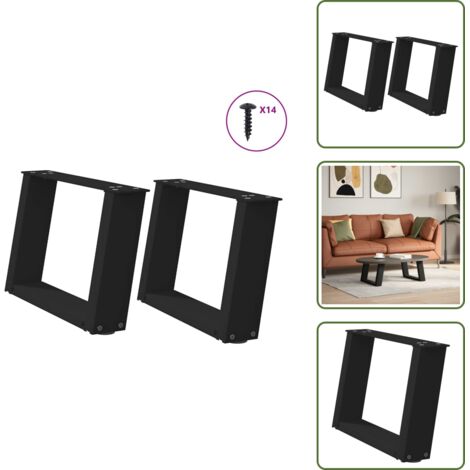Gambe per tavolo - vidaXL Gambe per Tavolino da Caffè a Forma di U 2 pz Nere 50x(30-31) cm Acciaio - Gambe per scrivania