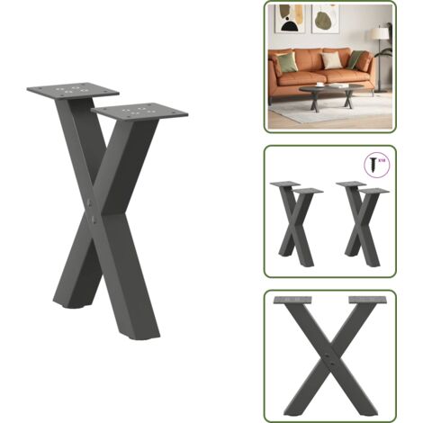 Gambe per tavolo - vidaXL Gambe per Tavolino da Caffè a Forma di X 2 pz Antracite 37x(30-31) cm Acciaio - Gambe per scrivania