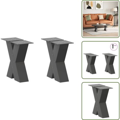 Gambe per tavolo - vidaXL Gambe per Tavolino da Caffè a Forma di X 2 pz Antracite 40x(30-31) cm Acciaio - Gambe per scrivania