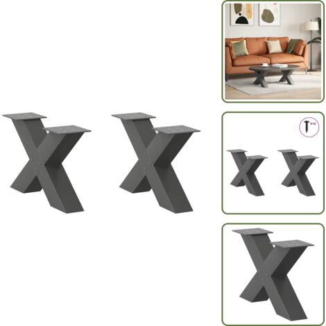 Gambe per tavolo - vidaXL Gambe per Tavolino da Caffè a Forma di X 2 pz Antracite 50x(30-31) cm Acciaio - Gambe per scrivania