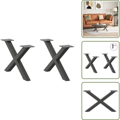 Gambe per tavolo - vidaXL Gambe per Tavolino da Caffè a Forma di X 2 pz Antracite 50x(30-31) cm Acciaio - Gambe per scrivania