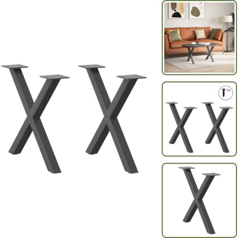 Gambe per tavolo - vidaXL Gambe per Tavolino da Caffè a Forma di X 2 pz Antracite 50x(42-43) cm Acciaio - Gambe per scrivania