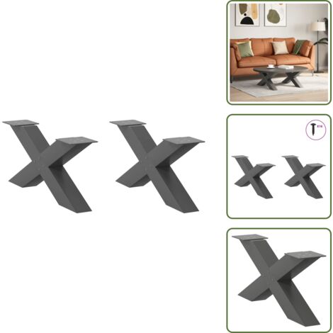 Gambe per tavolo - vidaXL Gambe per Tavolino da Caffè a Forma di X 2 pz Antracite 70x(30-31) cm Acciaio - Gambe per scrivania