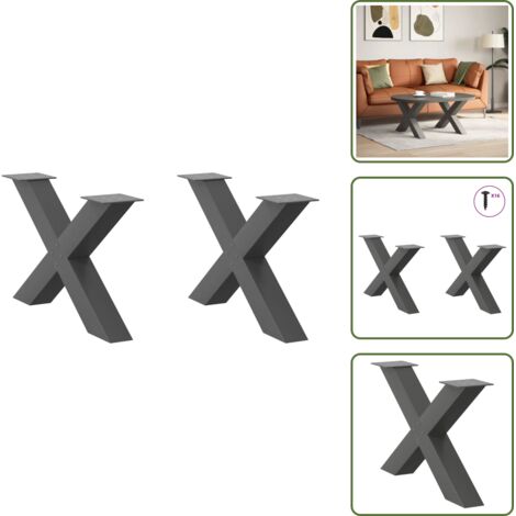 Gambe per tavolo - vidaXL Gambe per Tavolino da Caffè a Forma di X 2 pz Antracite 70x(42-43) cm Acciaio - Gambe per scrivania
