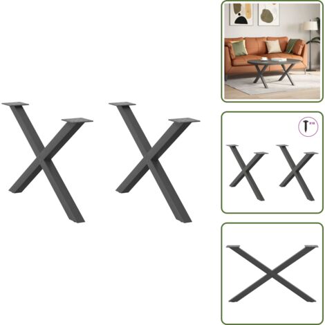 Gambe per tavolo - vidaXL Gambe per Tavolino da Caffè a Forma di X 2 pz Antracite 70x(42-43) cm Acciaio - Gambe per scrivania