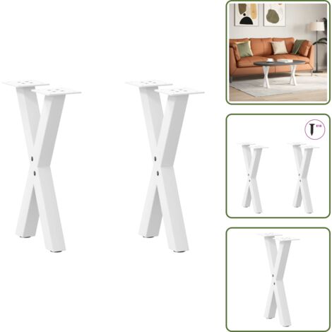 Gambe per tavolo - vidaXL Gambe per Tavolino da Caffè a Forma di X 2 pz Bianche 28x(42-43) cm Acciaio - Gambe per scrivania