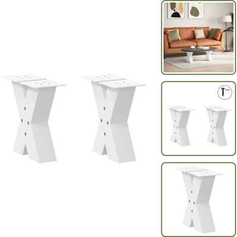 Gambe per tavolo - vidaXL Gambe per Tavolino da Caffè a Forma di X 2 pz Bianche 40x(30-31) cm Acciaio - Gambe per scrivania