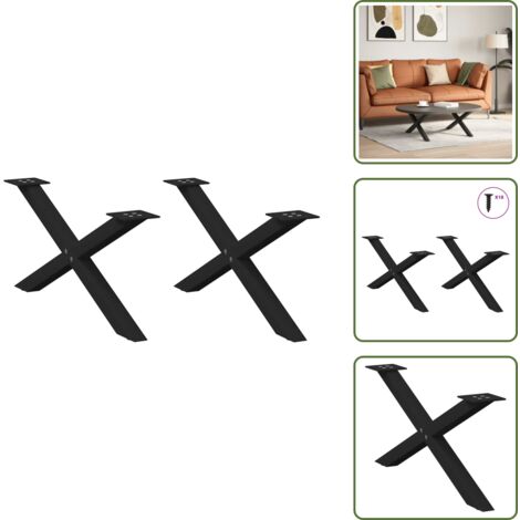 Gambe per tavolo - vidaXL Gambe per Tavolino da Caffè a Forma di X 2 pz Nere 70x(30-31) cm Acciaio - Gambe per scrivania