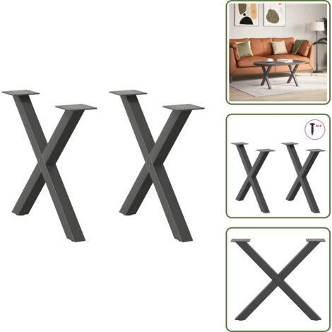 Gambe per tavolo - vidaXL Gambe per Tavolino da Caffè a X 2 pz Antracite 60x(42-43) cm Acciaio - Gambe per scrivania