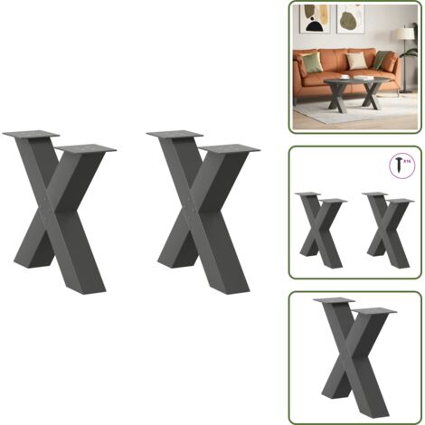 Gambe per tavolo - vidaXL Gambe per Tavolino da Caffè a X 2 pz Antracite 60x(42-43) cm Acciaio - Gambe per scrivania