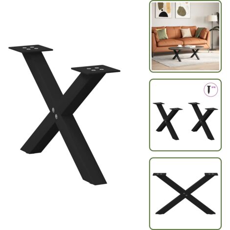 Gambe per tavolo - vidaXL Gambe per Tavolino da Caffè a X 2 pz Nere 50x(30-31) cm Acciaio - Gambe per scrivania