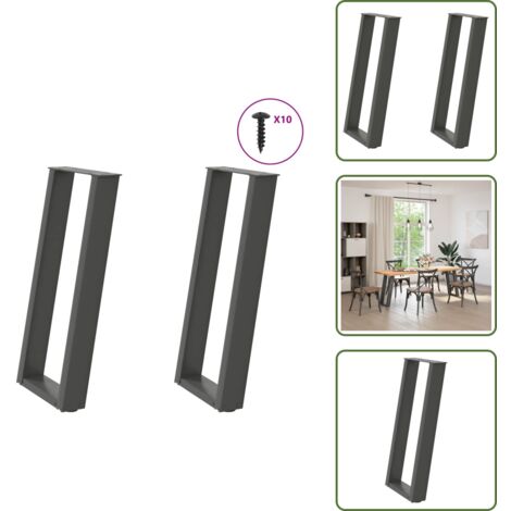 Gambe per tavolo - vidaXL Gambe per tavolo consolle a forma di U 2 pz Antracite 28x(72-73) cm Acciaio - Gambe per tavolo consolle antracite