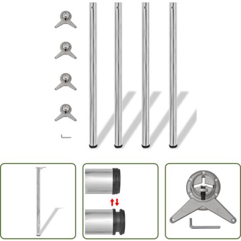 Gambe regolabili -  Gambe per Tavolo 4 pz Altezza Regolabile Cromate 1100 mm