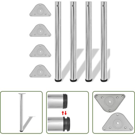 Gambe regolabili -  Gambe per Tavolo 4 pz Altezza Regolabile Cromate 710 mm