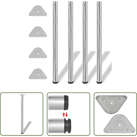 Gambe regolabili -  Gambe per Tavolo 4 pz Altezza Regolabile Cromate 870 mm