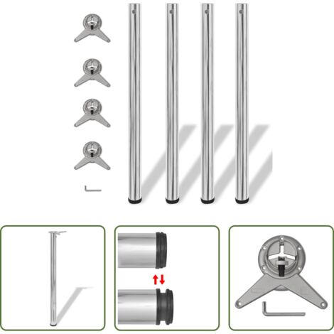 Gambe regolabili -  Gambe per Tavolo 4 pz Altezza Regolabile Cromate 870 mm