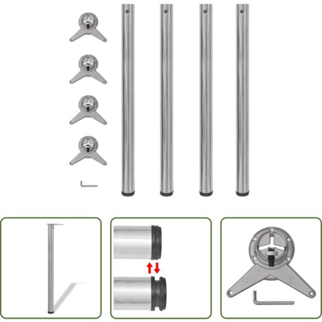 Gambe tavolo regolabili -  Set Gambe Tavolo 4 pz in Nickel Spazzolato Regolabili 870 mm