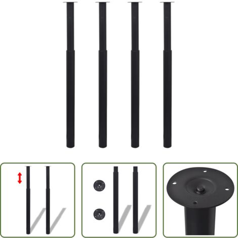 Gambe telescopiche -  Gambe Telescopiche per Tavolo 4 pz Nero 710-1100 mm