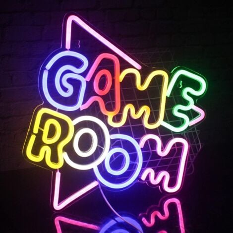 Game Room Neon Light Game Room Neon Signs LED Neon Light, USB Powered Cool Neon Sign Art Wall Decor for Game Room Living Room Bar Party Boys Gift