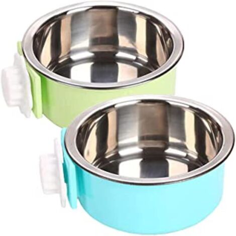 Gamelle Amovible À Suspendre Pour Chien Avec Cage En Acier Inoxydable Pour Chat Chiot, Oiseaux, Rats, Cochons D\'Inde, 2 Pièces