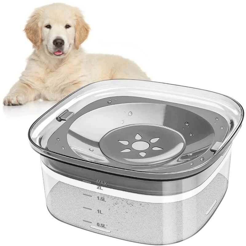 Jusch - Gamelle anti-déversement pour chien, gamelle d'eau anti-déversement pour chat 2L, gamelle anti-déversement (transparent)