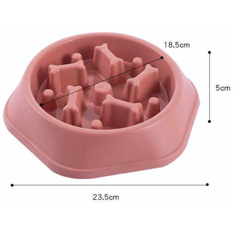 Gamelle anti-étouffement pour chiens et chats de petite à moyenne taille rose